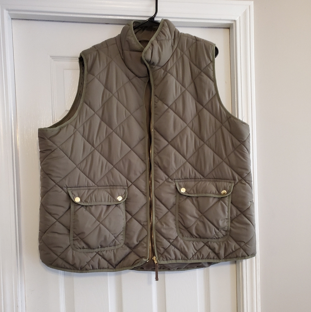 Olive quilted vest